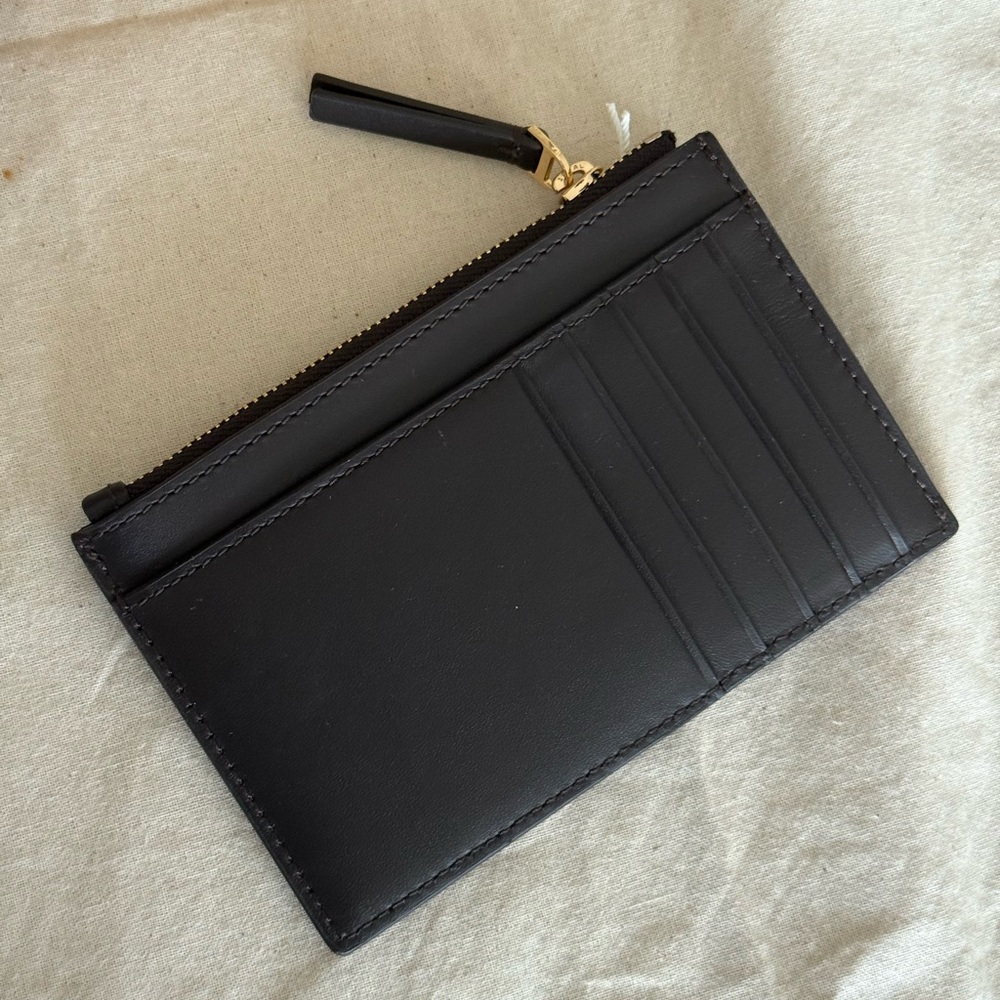 NWT TORY BURCH BRITTEN SOFT ZIP CARD CASE DARK MAHOGANY - Picture 4 of 6